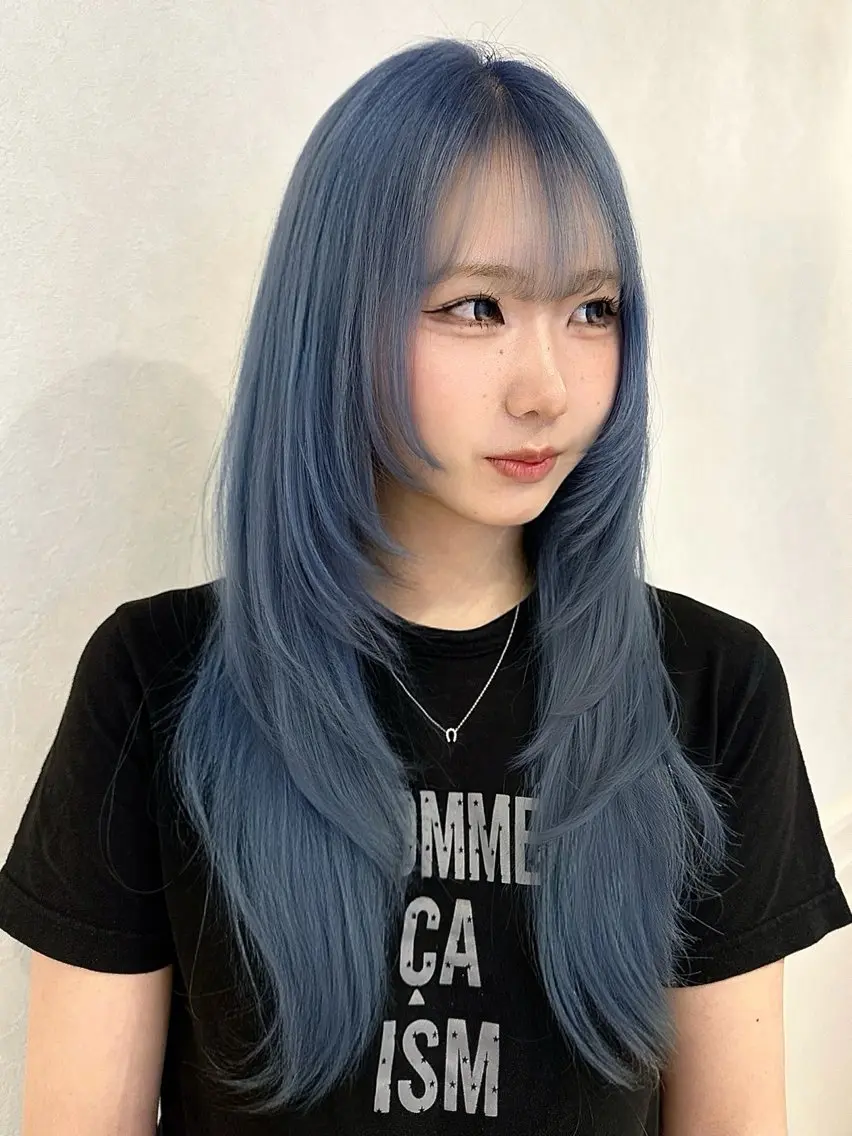 ロング カラー ブリーチ トリートメント カット トリートメント 透明感ブリーチなし Wカラー / 田村のヘアスタイル