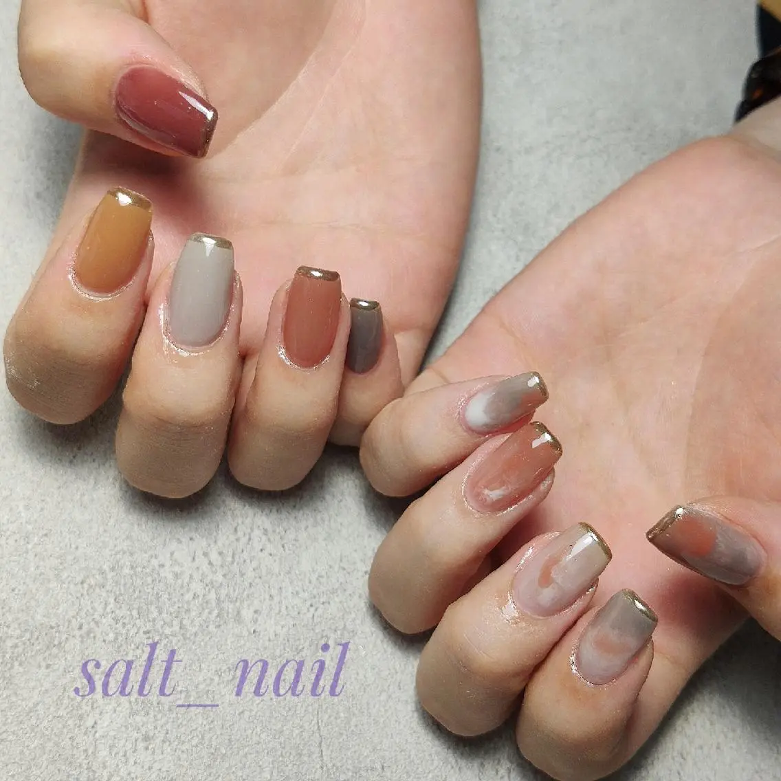 ネイル フレンチネイル ミラーネイル ニュアンスネイル ハンドネイル 個人サロン saltnailのネイルデザイン