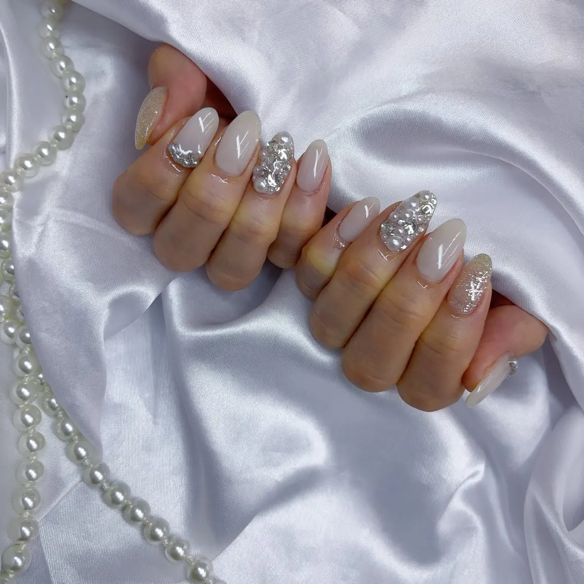 ネイル オーロラネイル フットネイル フレンチネイル ガラスフレンチ 氷ネイル・うるうるネイル ハンドネイル Lance nailのネイルデザイン