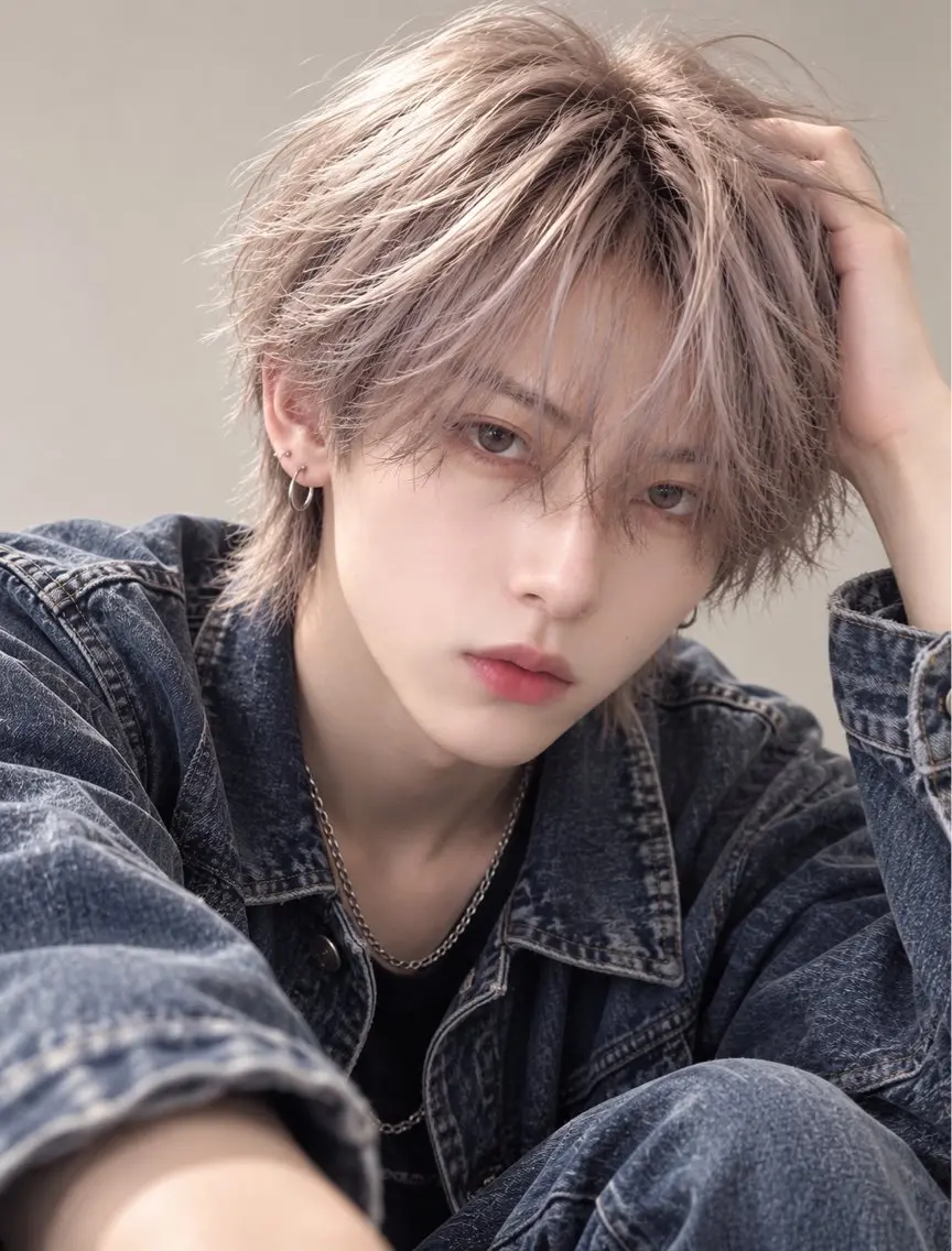 ショート カラー メンズ メンズブリーチ メンズハイトーン メンズ韓国風 ブリーチ 透明感カラー ヘアカラー メンズ韓国系カラー /YUTAのヘアスタイル