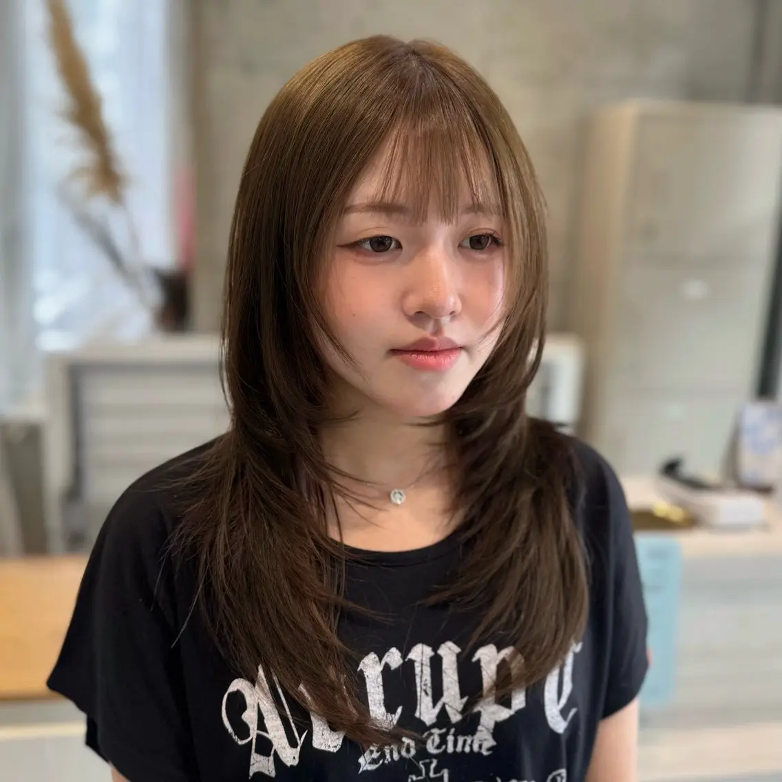 ロング カラー ベージュカラー オリーブベージュ ハッシュカット カット ヘアカラー 田島拓海 ボブカットのヘアスタイル