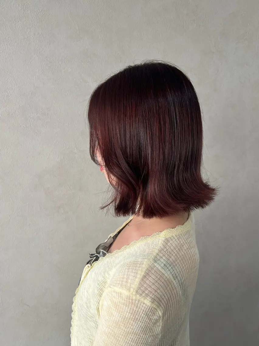 ミディアム カラー 切りっぱなしボブ ブラウンカラー ピンクカラー ピンクブラウン ボブ カット ヘアカラー トリートメント 垢抜け🪽髪質改善 透明感💎メンズのヘアスタイル