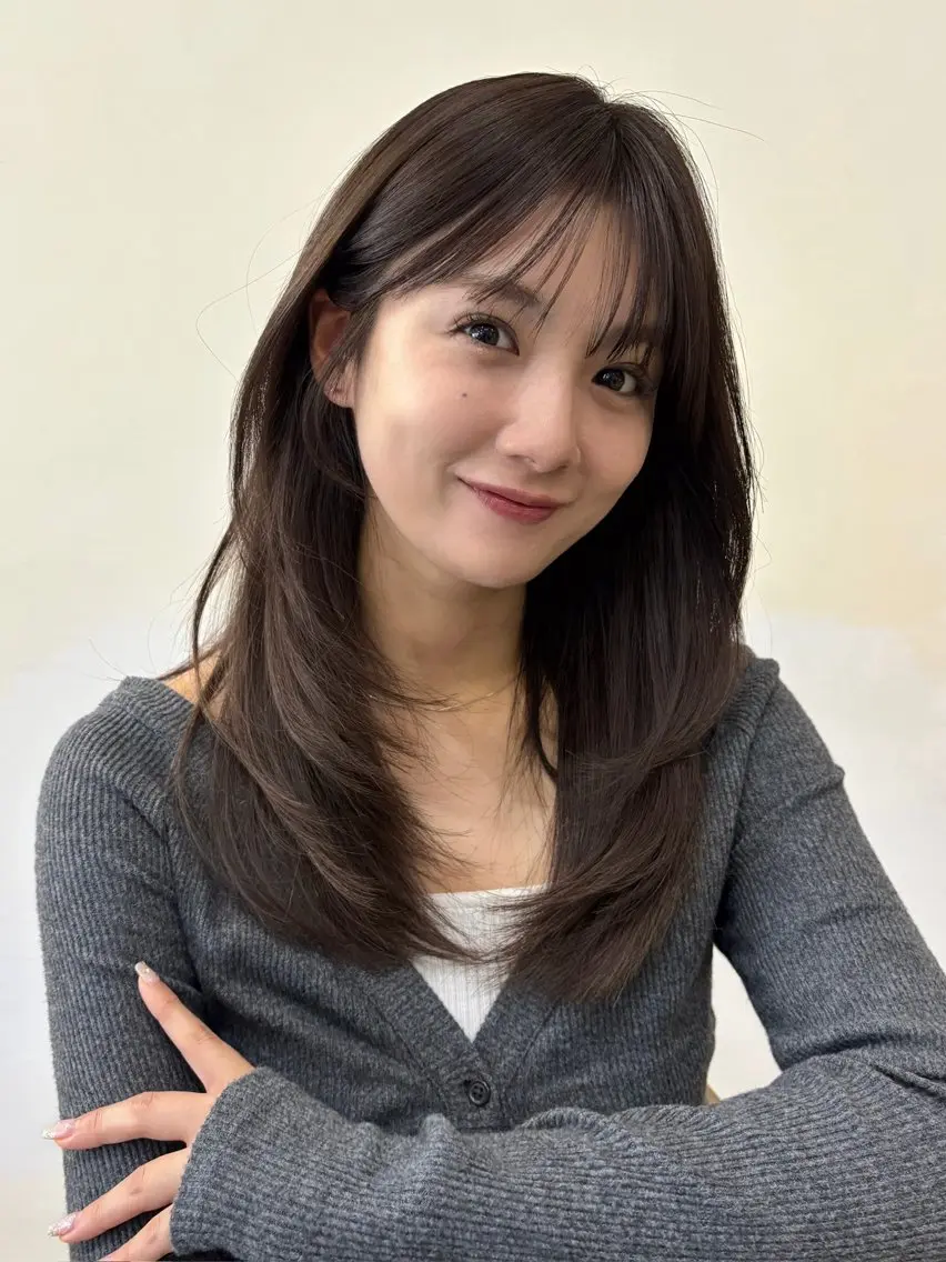 セミロング カラー パーマ 🌻似合わせレイヤー ／骨格補正カット🍀のヘアスタイル