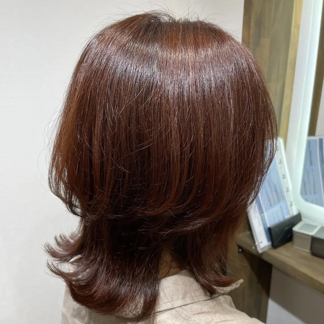 ミディアム カラー ブラウンカラー オレンジ オレンジブラウン ボブ くびれヘア カット ヘアカラー トリートメント パーマPrivate SalonNoa名駅のヘアスタイル