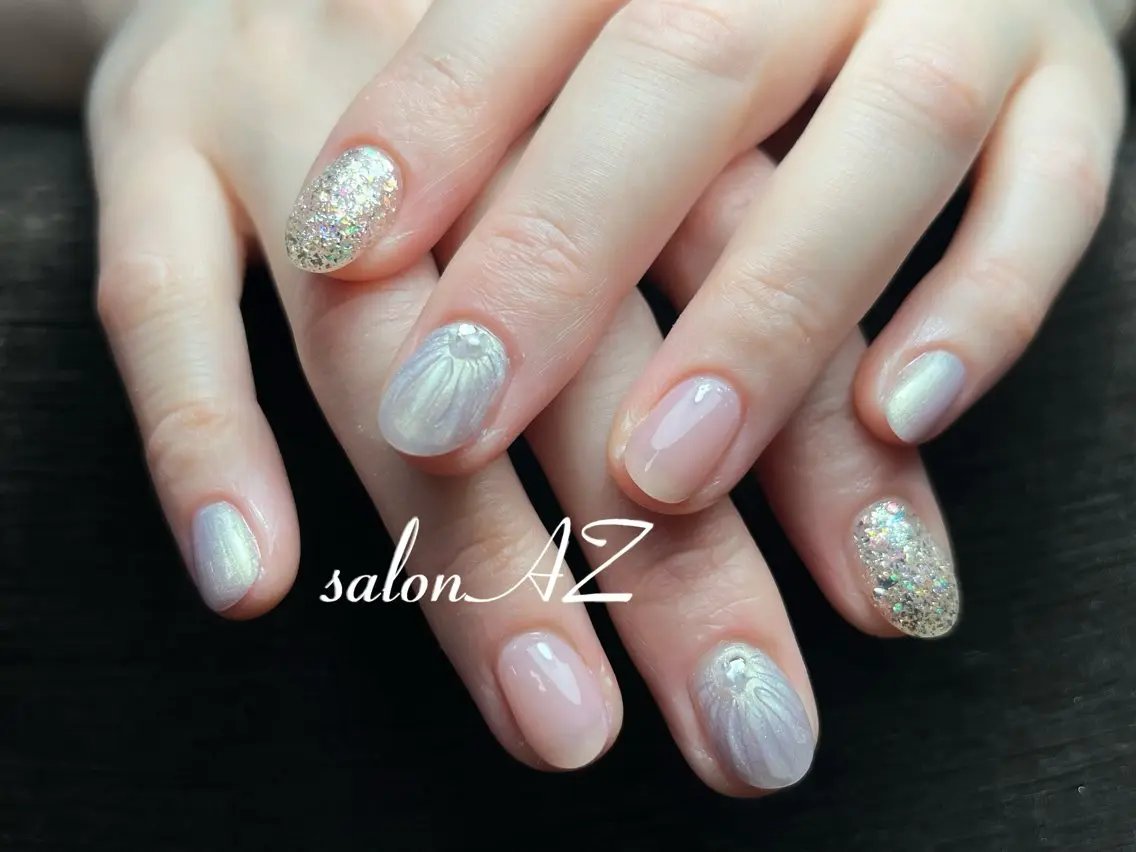 ネイル アートネイル 長さ出し フットネイル フレンチネイル ジェルネイル ハンドネイル salon AZのネイルデザイン