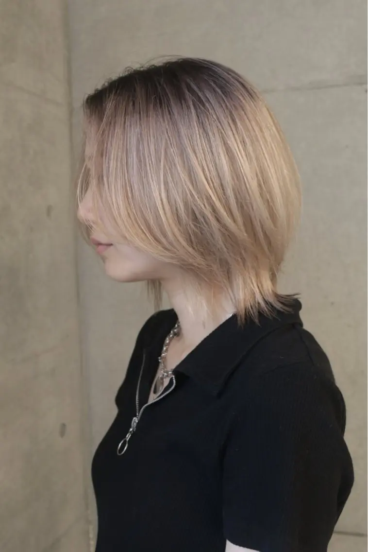 ミディアム カラー ボブ ウルフカット ハッシュカット/ハイ トーン/HIROKIのヘアスタイル