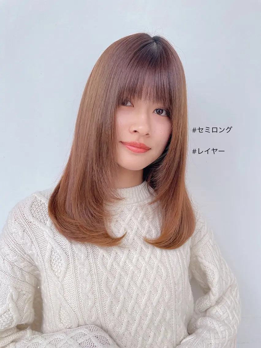 セミロング レイヤーカット ボブ/ミディアム 親しみやすさ/さくらのヘアスタイル