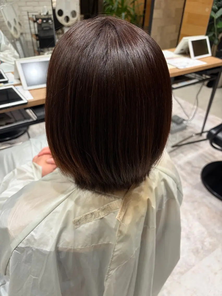 ミディアム くせ毛 縮毛矯正 The C海老名店 りりあのヘアスタイル