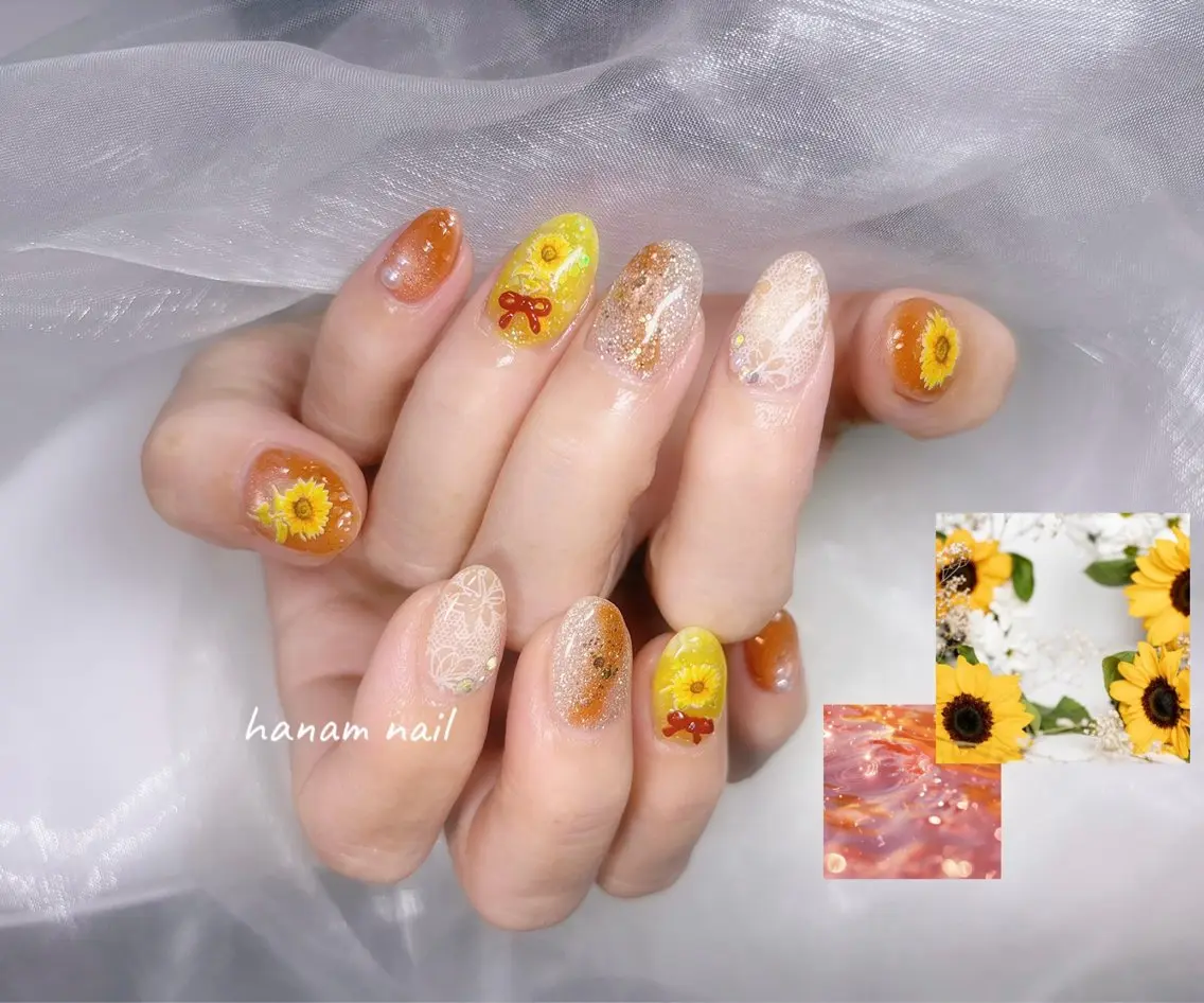 ネイル ハンドネイル hanam nail 🌿🩵ハナムネイルのネイルデザイン