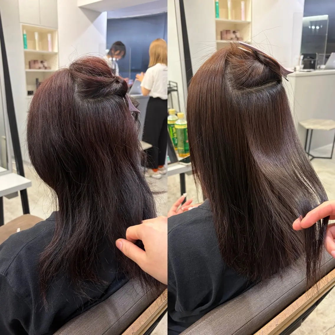 ロング 縮毛矯正 絶対綺麗な暖色カラー 🎯あります✨増渕✨のヘアスタイル
