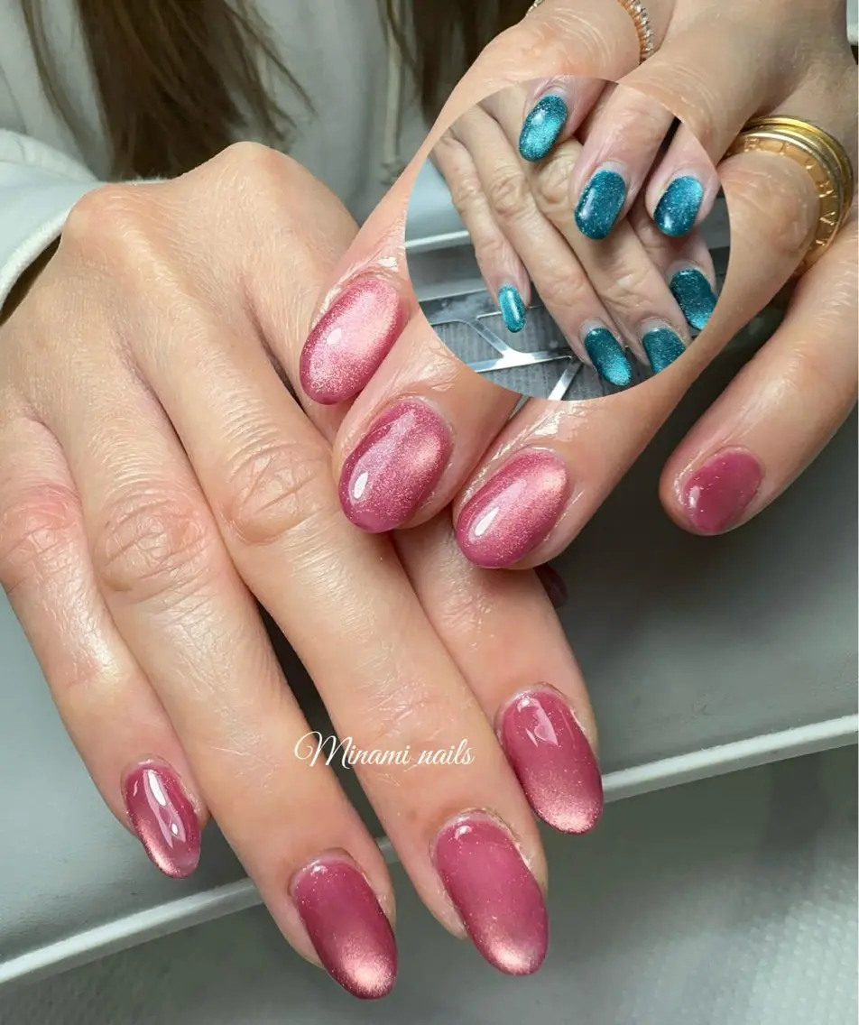 ネイル アートネイル オーロラネイル ガーリー キラキラネイル 韓国ネイル ハンドネイル Minami Nailsのネイルデザイン