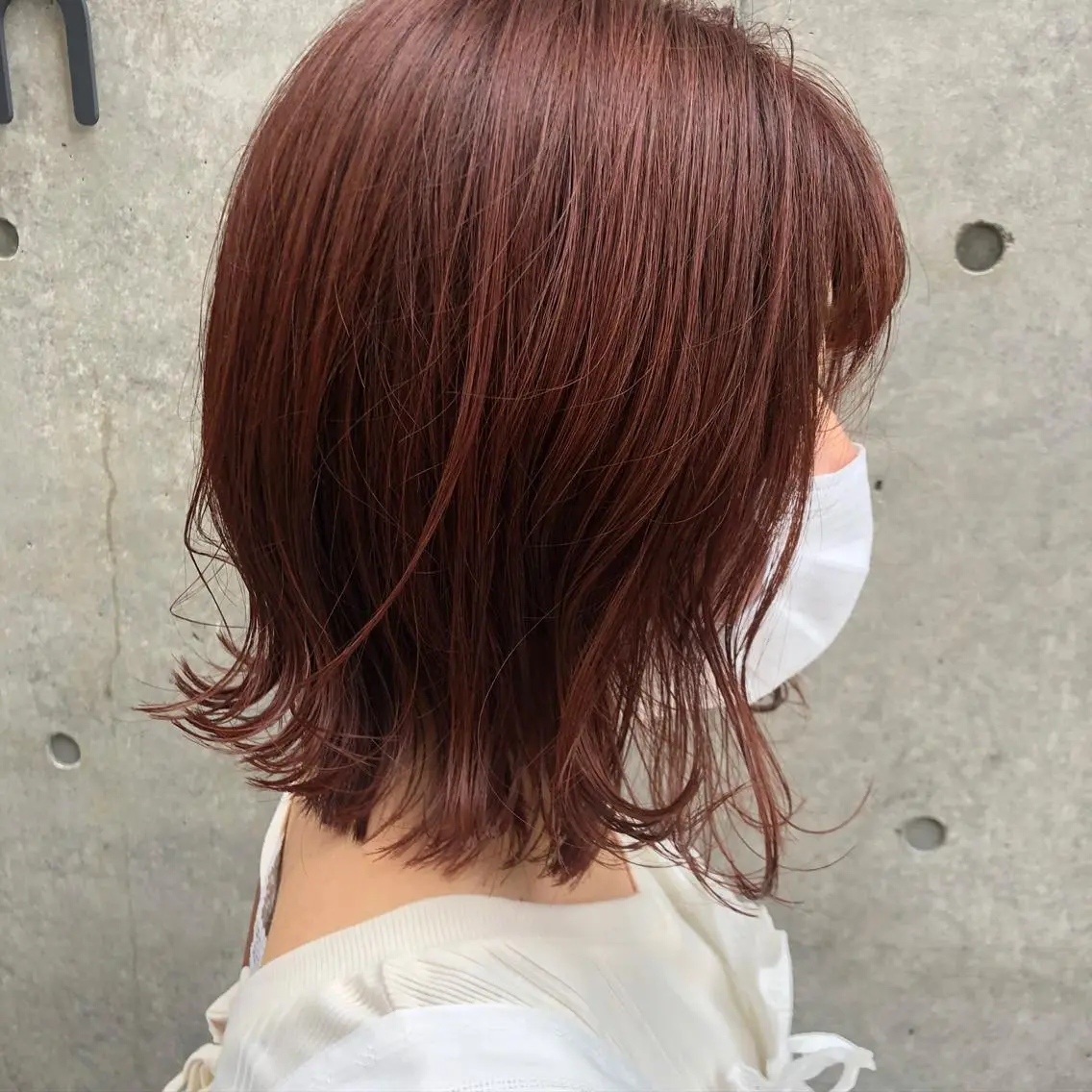 ミディアム カラー ブラウンカラー オレンジ オレンジブラウン やまさきえりこ ニュアンスパーマのヘアスタイル