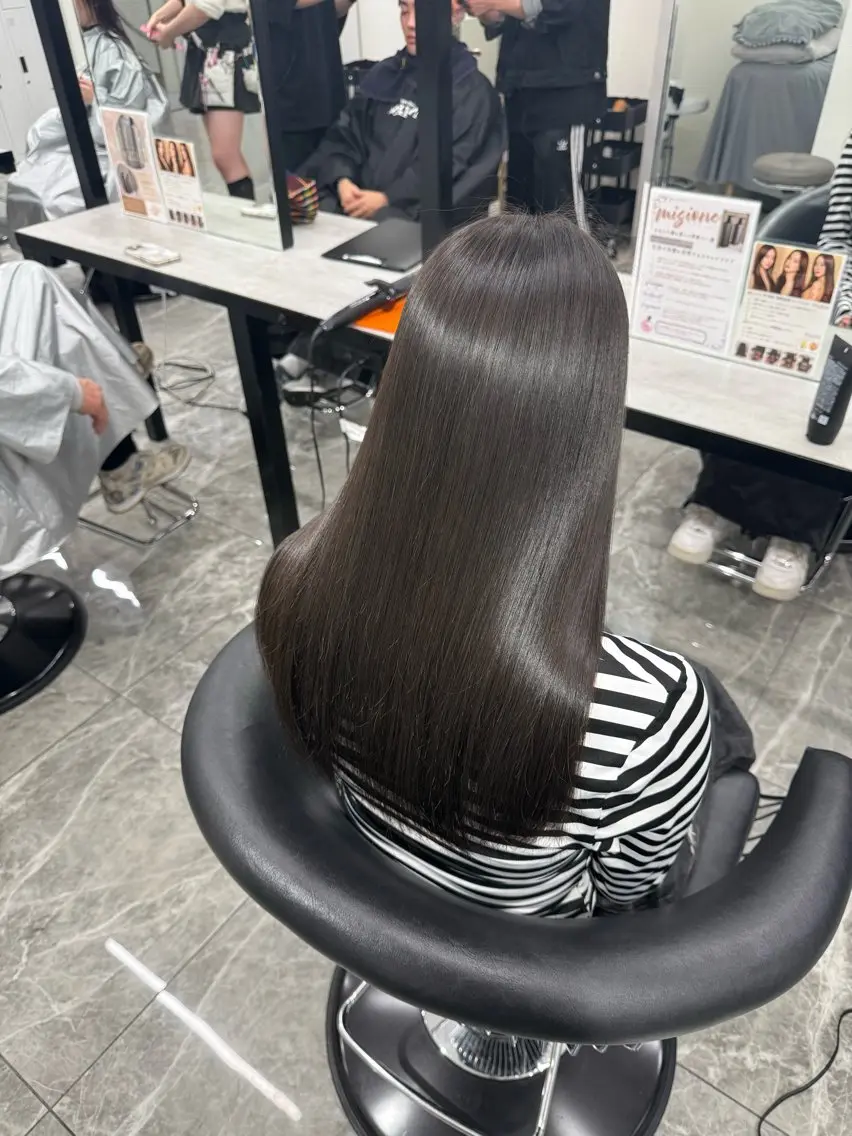 ロング カット ヘアカラー 縮毛矯正 りきと🦋河原町 縮毛矯正/艶カラーのヘアスタイル