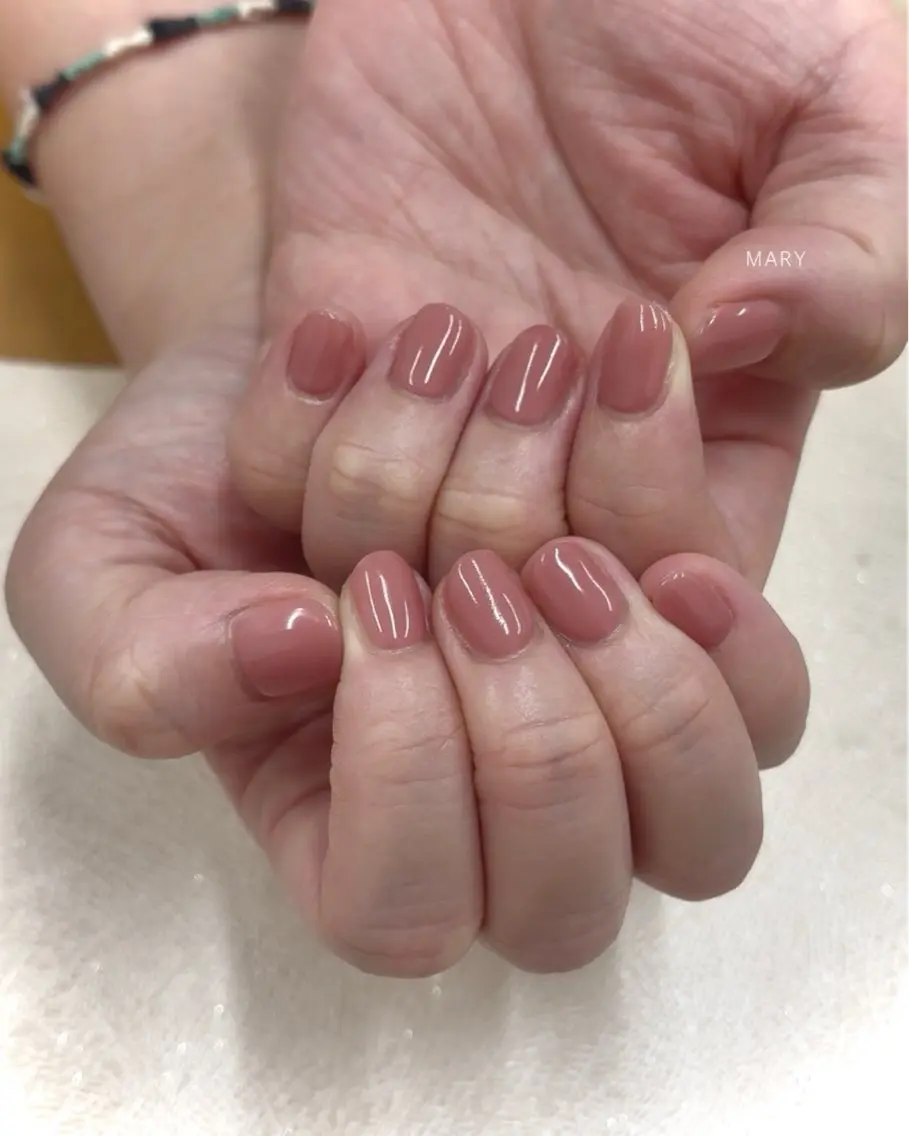 ネイル ワンカラーネイル ピンク シンプルネイル ハンドネイル Mary nail .narumiのネイルデザイン