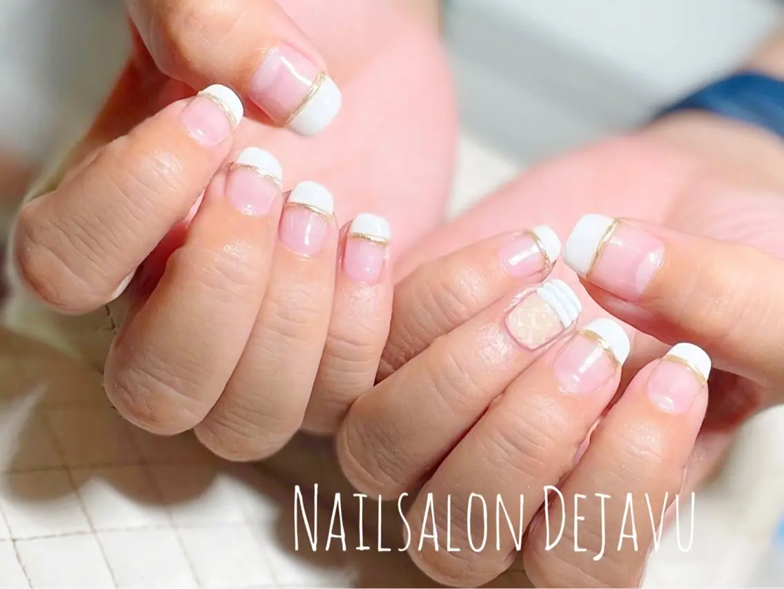ネイル フレンチネイル Nail salon Dejavu 🌿のネイルデザイン