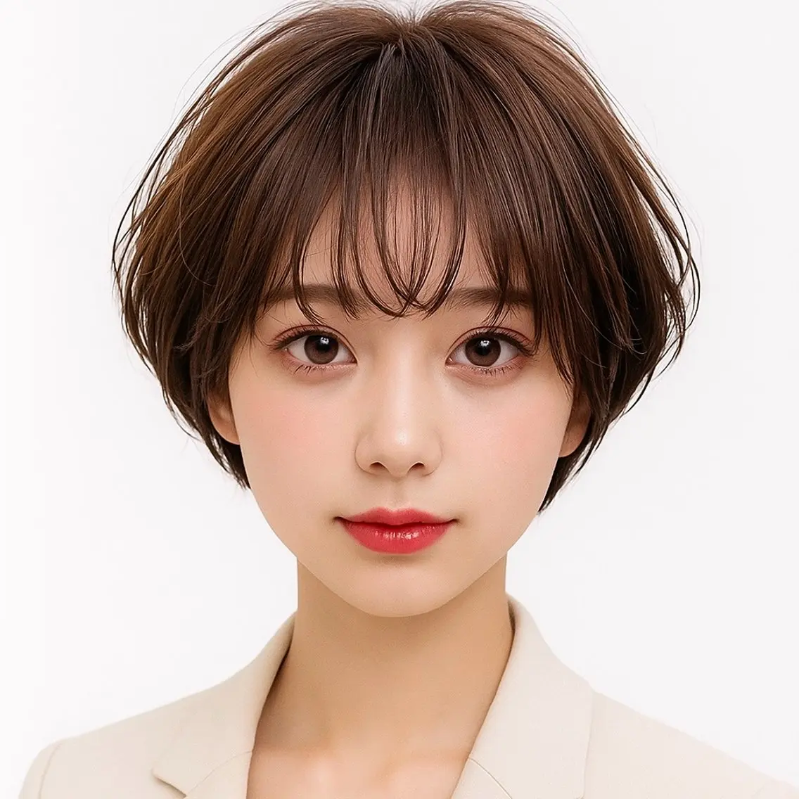 ショート カラー パーマ 切りっぱなしボブ 前下がりボブ ショートボブ 丸みショート 透明感カラー KAKKY/ショート レイヤー/千種/池下のヘアスタイル