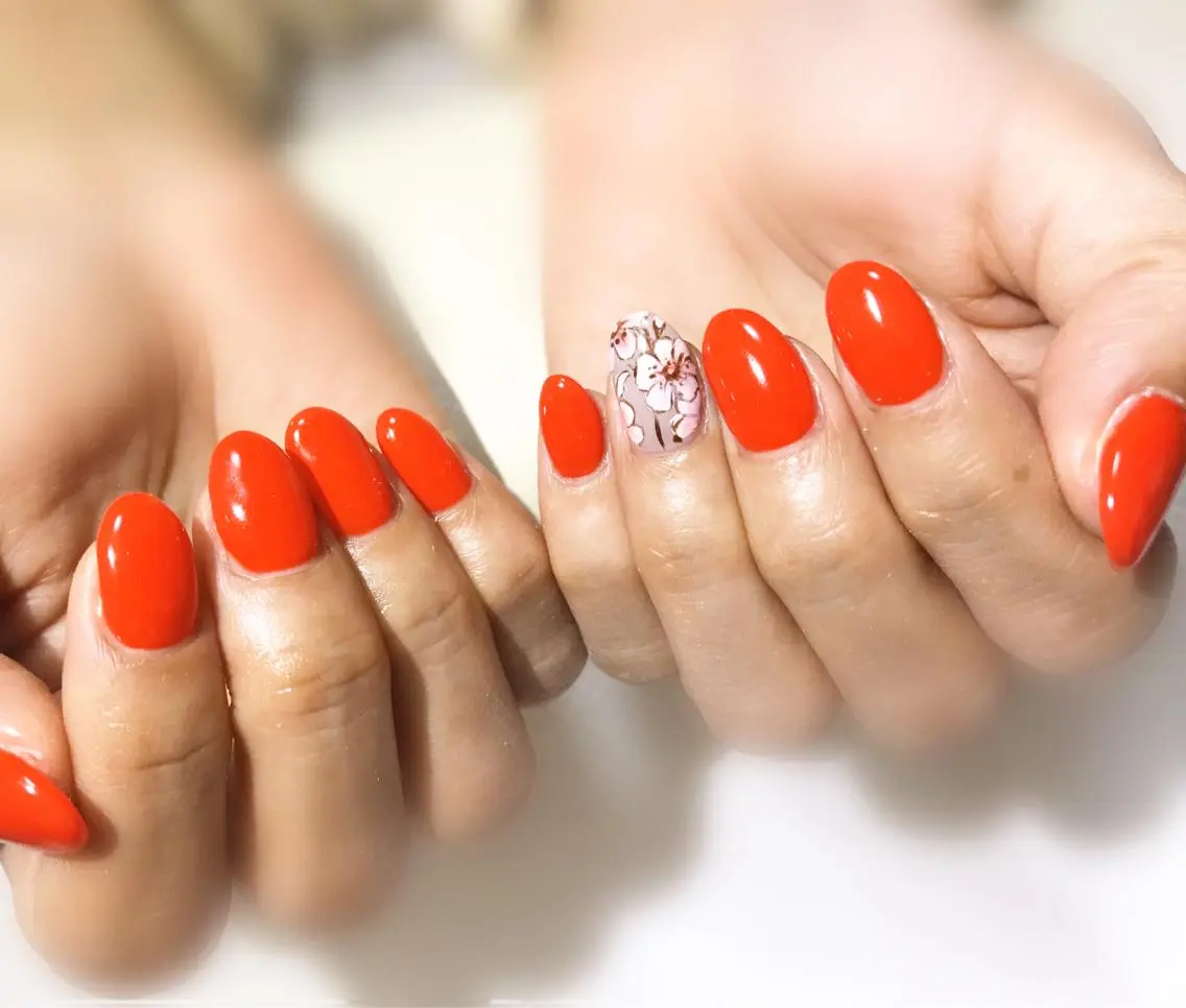 ネイル フットネイル 赤色 シンプルネイル 春ネイル 夏ネイル nail fufla ♡yamane♡のネイルデザイン
