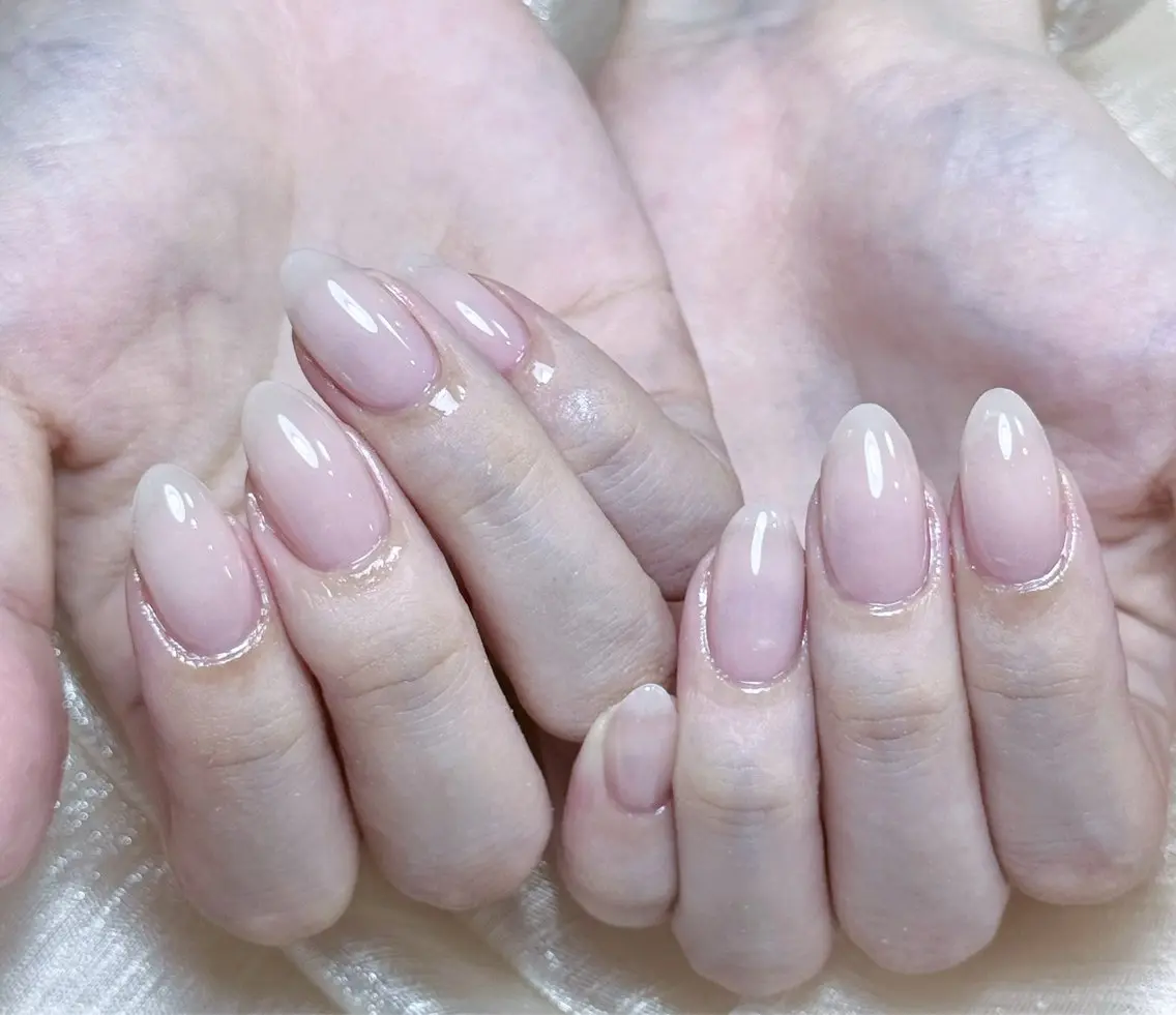 ネイル アートネイル オーロラネイル チークネイル フレンチネイル ガラスフレンチ ハンドネイル 🎀🎀YooLi Nail Salonのネイルデザイン