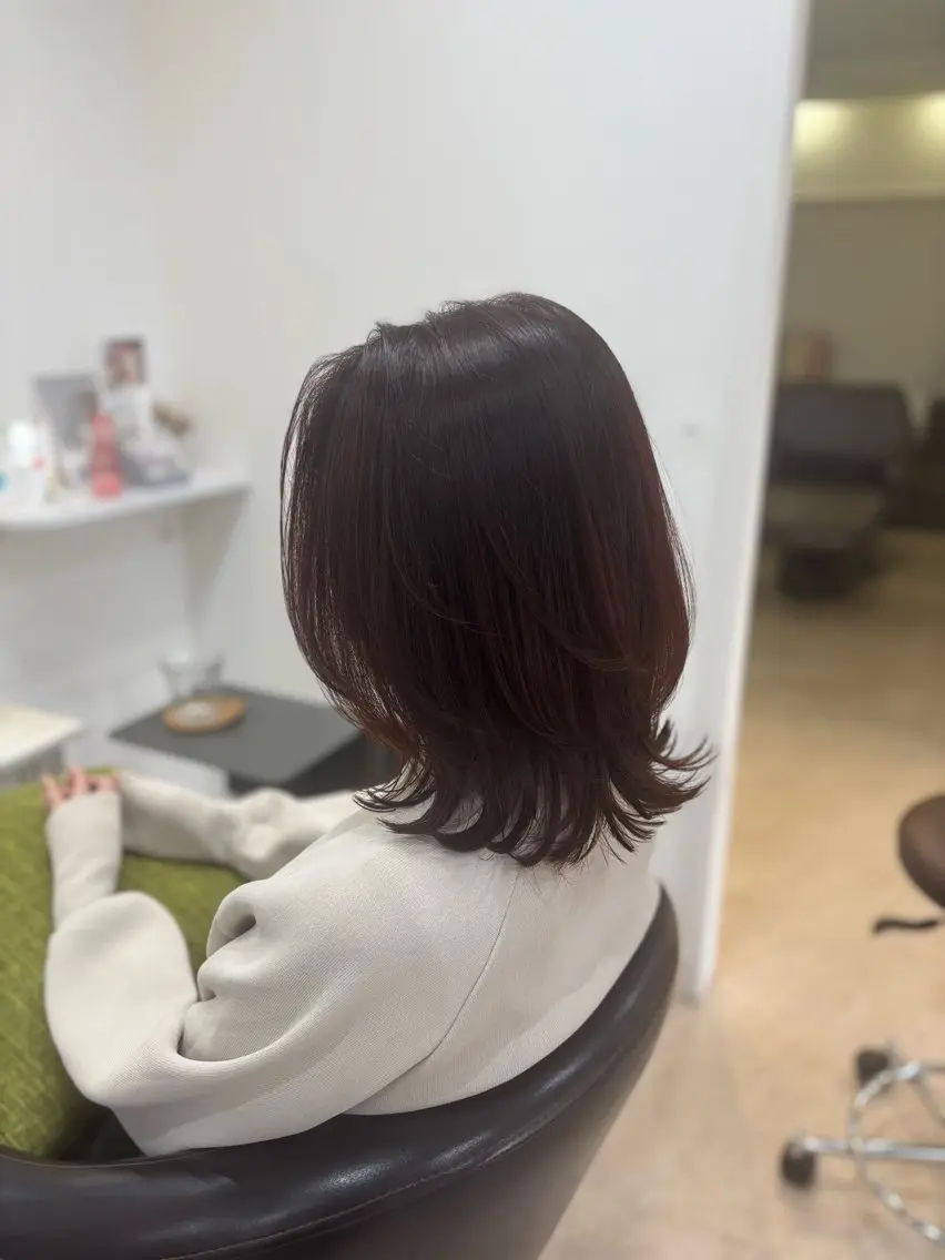 ミディアム カラー カット 韓国風⭐️くびれヘア 🍀高津かえでのヘアスタイル