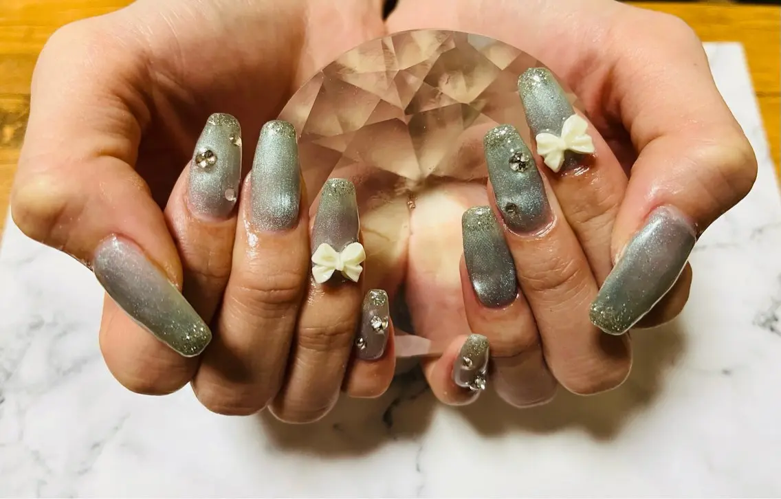 ネイル ラメ(グリッター) マグネットネイル ハンドネイル Nail ecxia ／Reikaのネイルデザイン