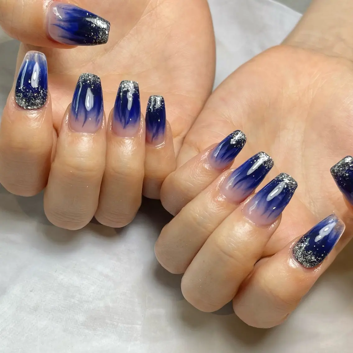 ネイル ブルー 持ち込み ハンドネイル Reflection marikoのネイルデザイン