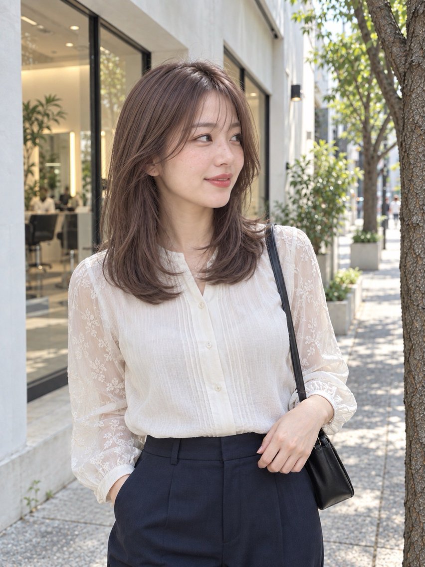ミディアム カラー ベージュカラー ブリーチ 透明感カラー ダブルカラー ブリーチなしカラー ヘアカラー カラーモデル募集中/ 透明感カラー/るいのヘアスタイル