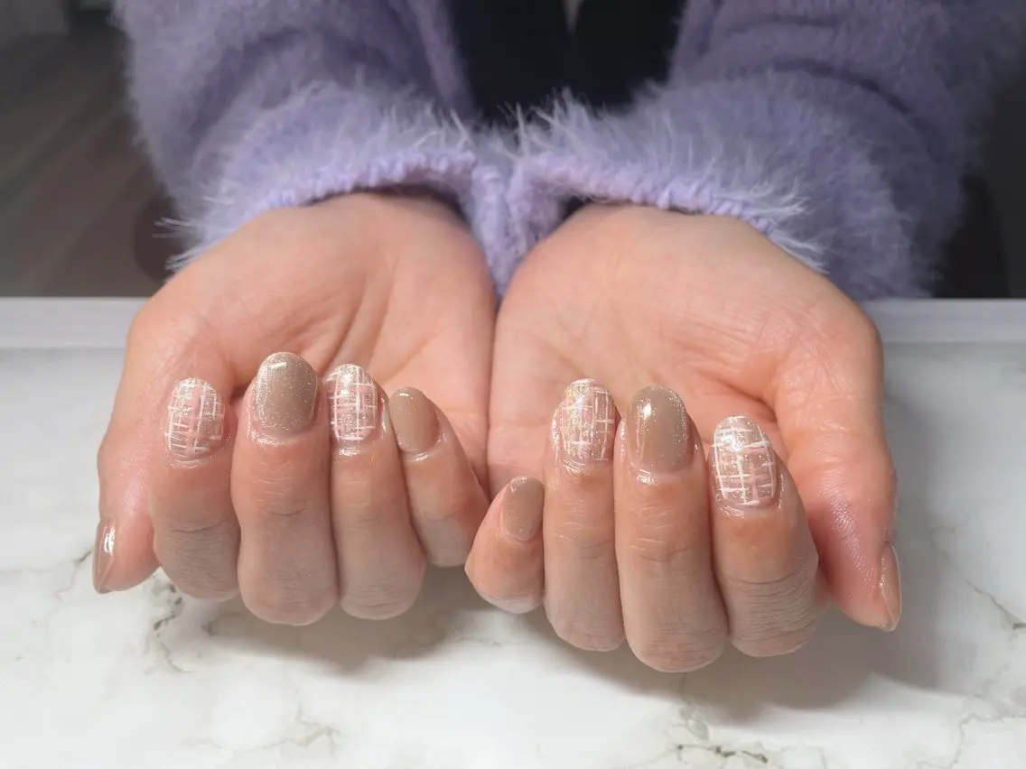 ネイル マグネットネイル ツイードネイル nail salon シェリコのネイルデザイン