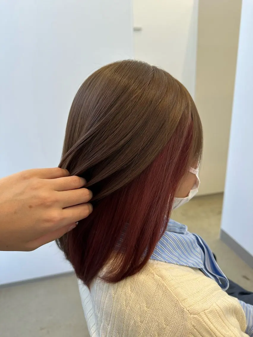 ミディアム カラー ピンクカラー カット ヘアカラー トリートメント 茂木 理紗のヘアスタイル