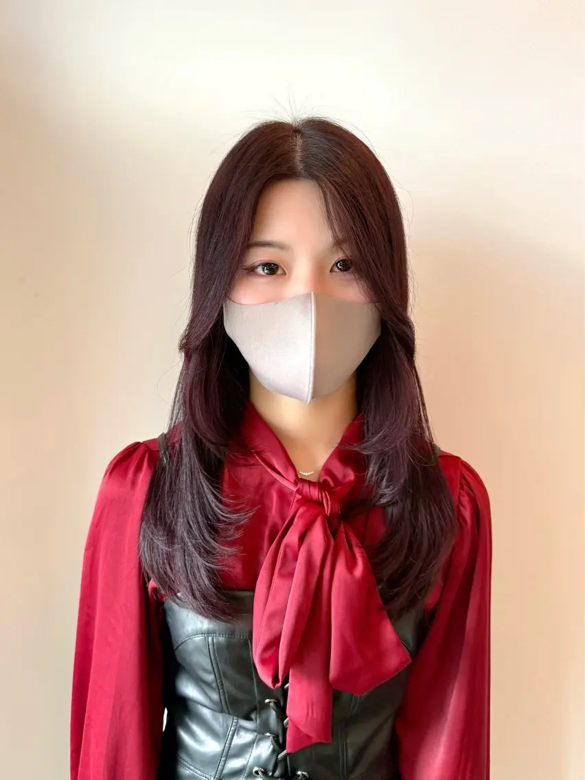 ロング カラー ブラウンカラー バイオレットカラー バイオレットブラウン 顔まわりレイヤー 顔周りカット カット ヘアカラー WATANABE MISAKIのヘアスタイル