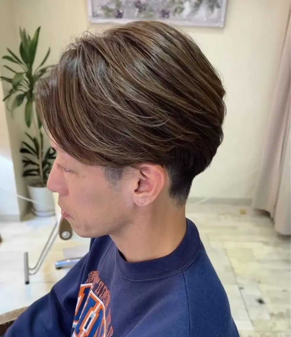 メンズ 顔周りカット 髪質改善/艶カラーのヘアスタイル