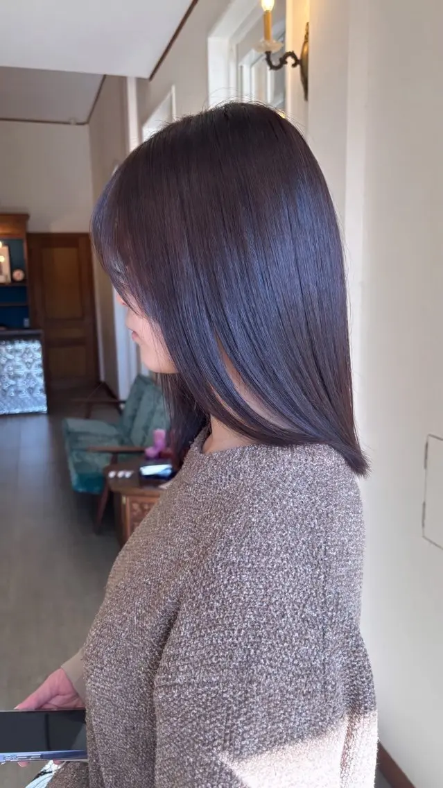 セミロング カラー ヘアカラー トリートメント 兼子莉彩 /暗髪🤎/暖色🍒のヘアスタイル