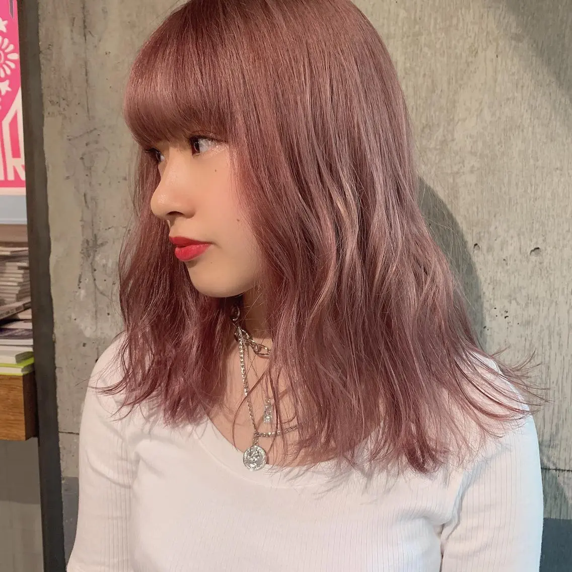 セミロング カラー レイズ 立川のヘアスタイル