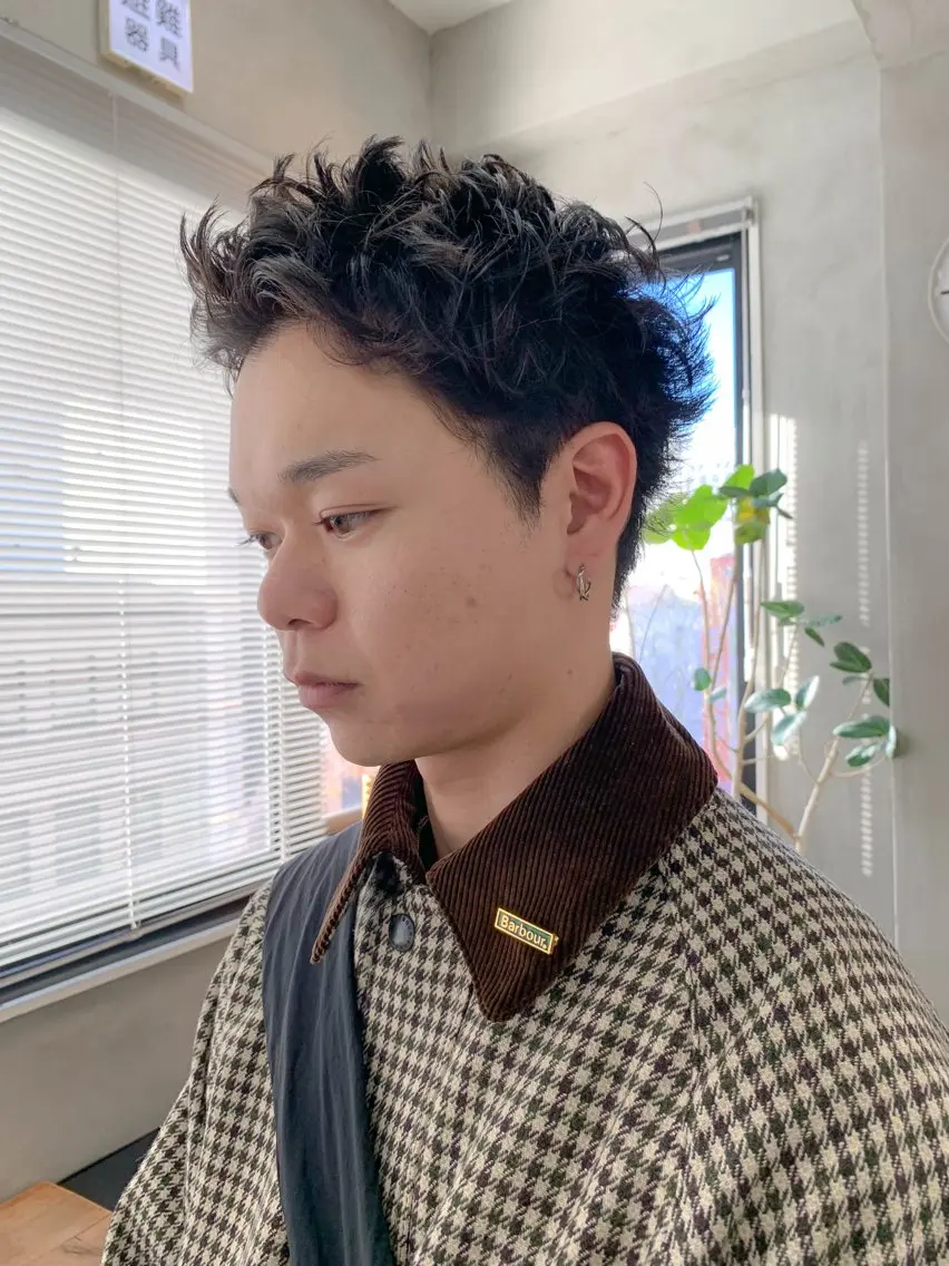 ショート パーマ メンズ カット パーマ 横井伴典 名古屋駅 メンズパーマ/カットのヘアスタイル