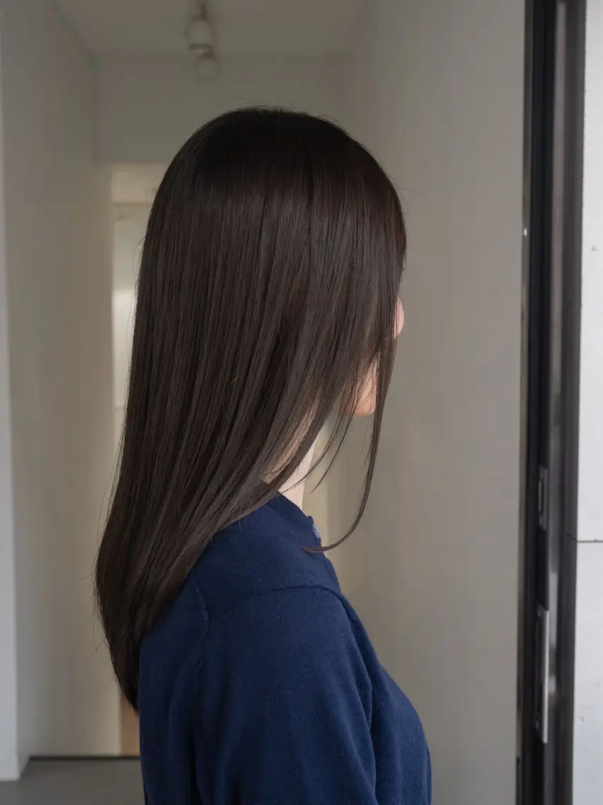 ミディアム カラー グレージュ レイヤーカット 酸性ストレート カット ヘアカラー トリートメント navile原宿 yumaのヘアスタイル