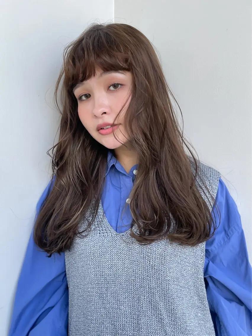 ロング カット ヘアカラー トリートメント 似合わせ/ベージュ /レイヤー/りほ🤍のヘアスタイル