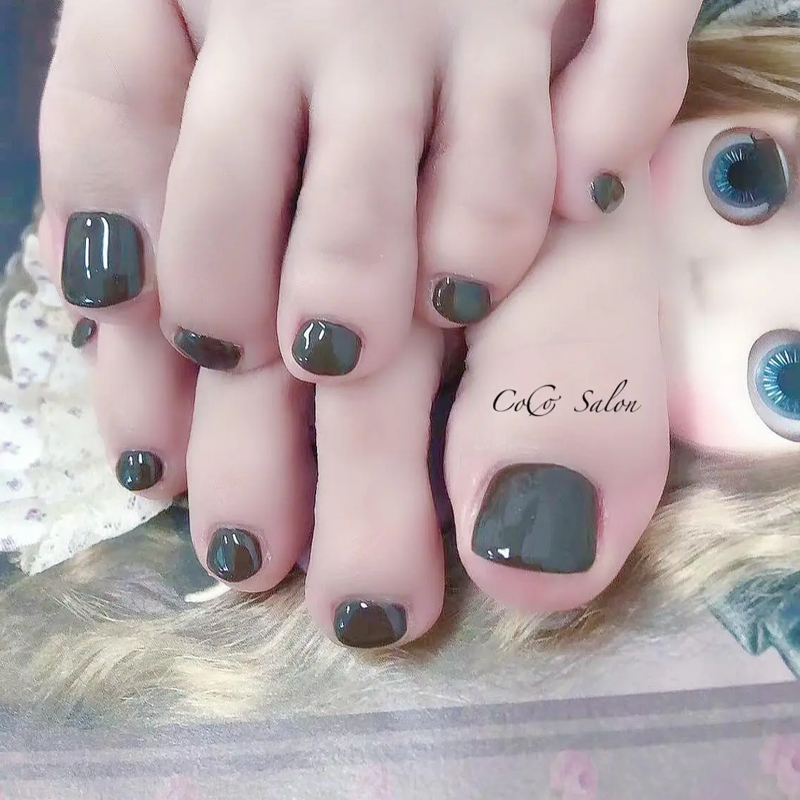 ネイル ブラウン 長さ出し フットネイル ジェルネイル オフィスネイル フットネイル CoCoSalon ネイル/まつ毛予約のネイルデザイン