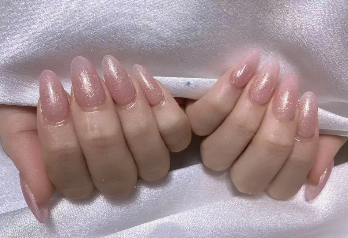 ネイル ブルー チークネイル フレンチネイル ジェルネイル ハート ハンドネイル 美爪パラジェル導入店 Sunnilyのネイルデザイン