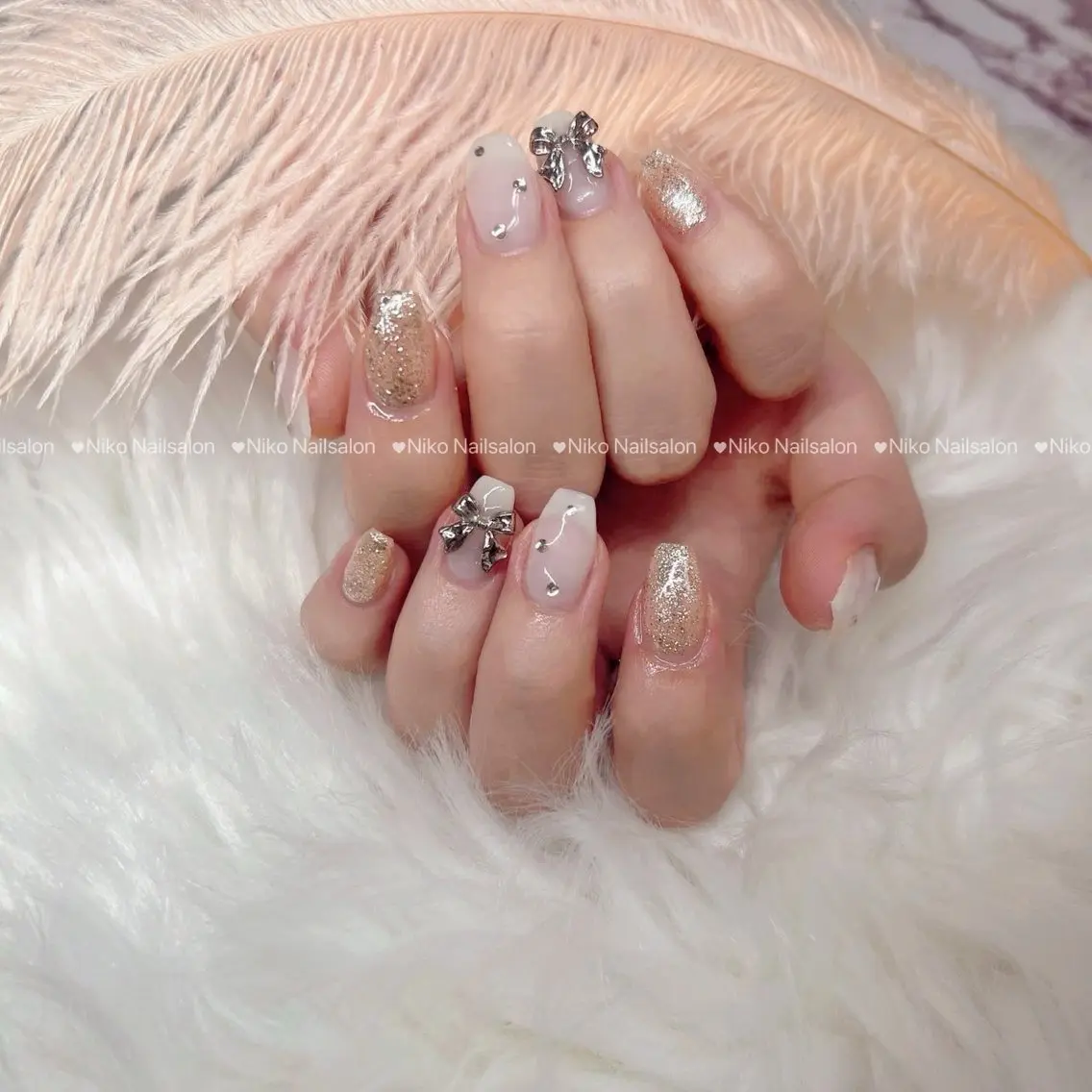 ネイル チークネイル 長さ出し フットネイル フレンチネイル ジェルネイル Niko Nail salon 銀座本店のネイルデザイン