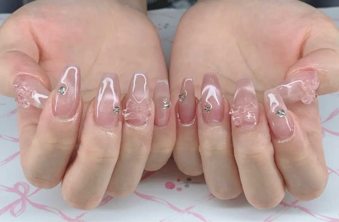 ネイル ジェルネイル 韓国ネイル ニュアンスネイル パラジェル ワンホンネイル Kaori Nailのネイルデザイン