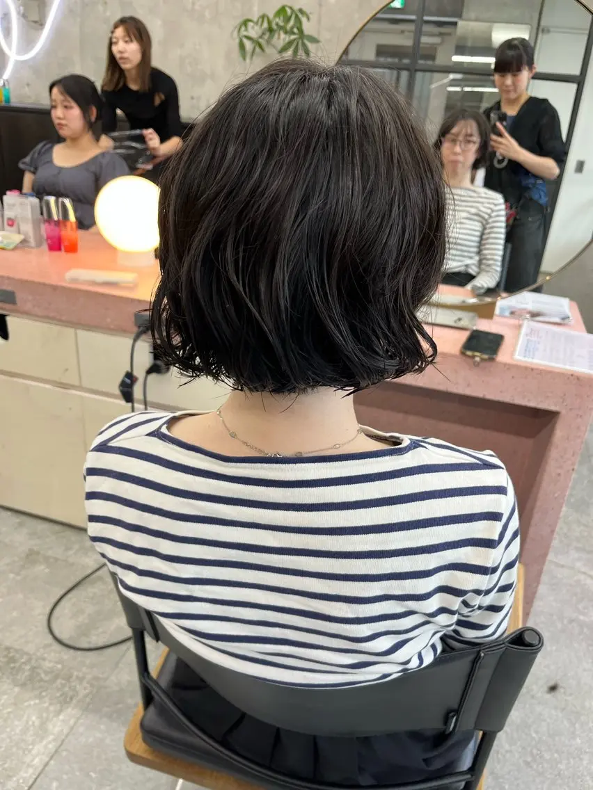 ミディアム カラー パーマ カット ヘアカラー パーマ 小木曽智美 /ボブ/ショートのヘアスタイル