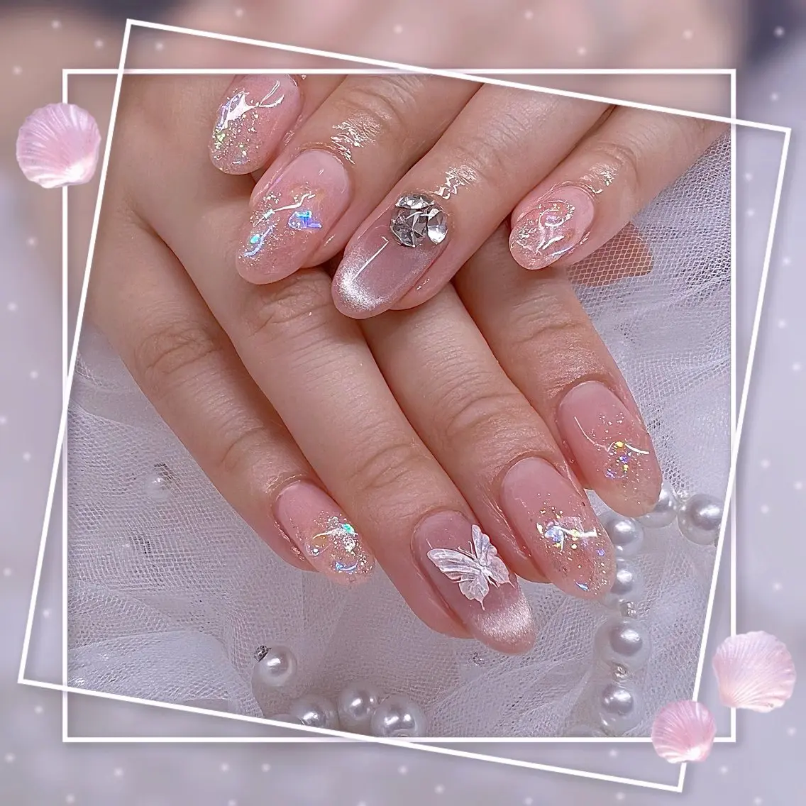 ネイル チークネイル ガーリー グラデーション マグネットネイル ピンク ハンドネイル ハンドケア Chill Nailsalonのネイルデザイン