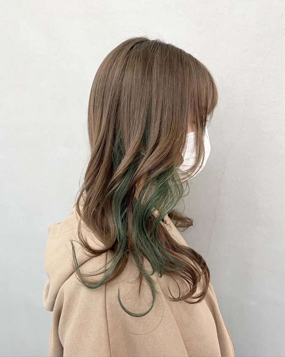 ロング カラー ブリーチ グレージュ ヘアカラー トリートメント インナーカラー/天神 ブリーチ/吉田のヘアスタイル
