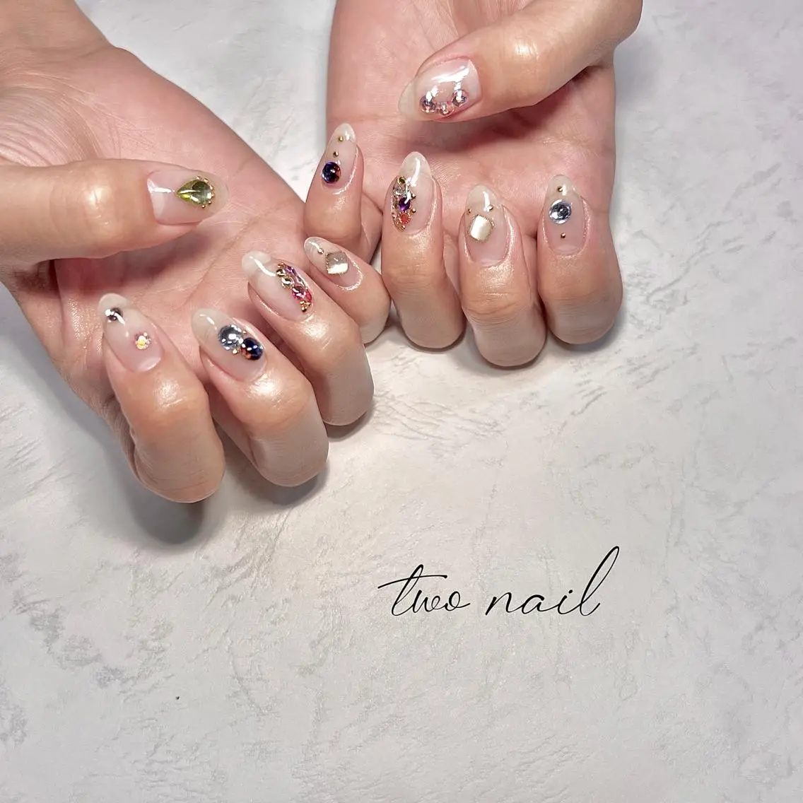 ネイル アートネイル フットネイル ハート ニュアンスネイル ホワイト ハンドネイル two nailのネイルデザイン