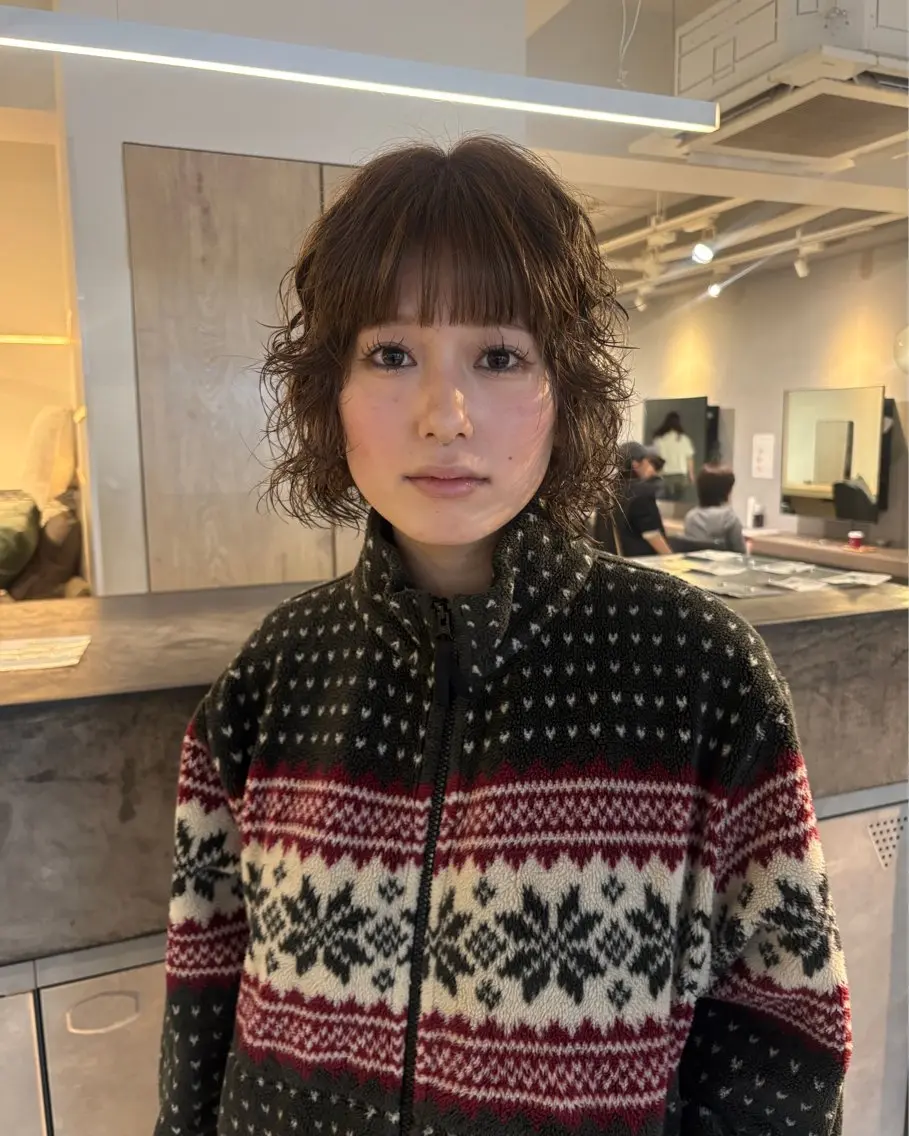 ショート カラー パーマ カット ヘアカラー パーマ 大阪|似合わせパーマ ヤマシタミウ🌀のヘアスタイル