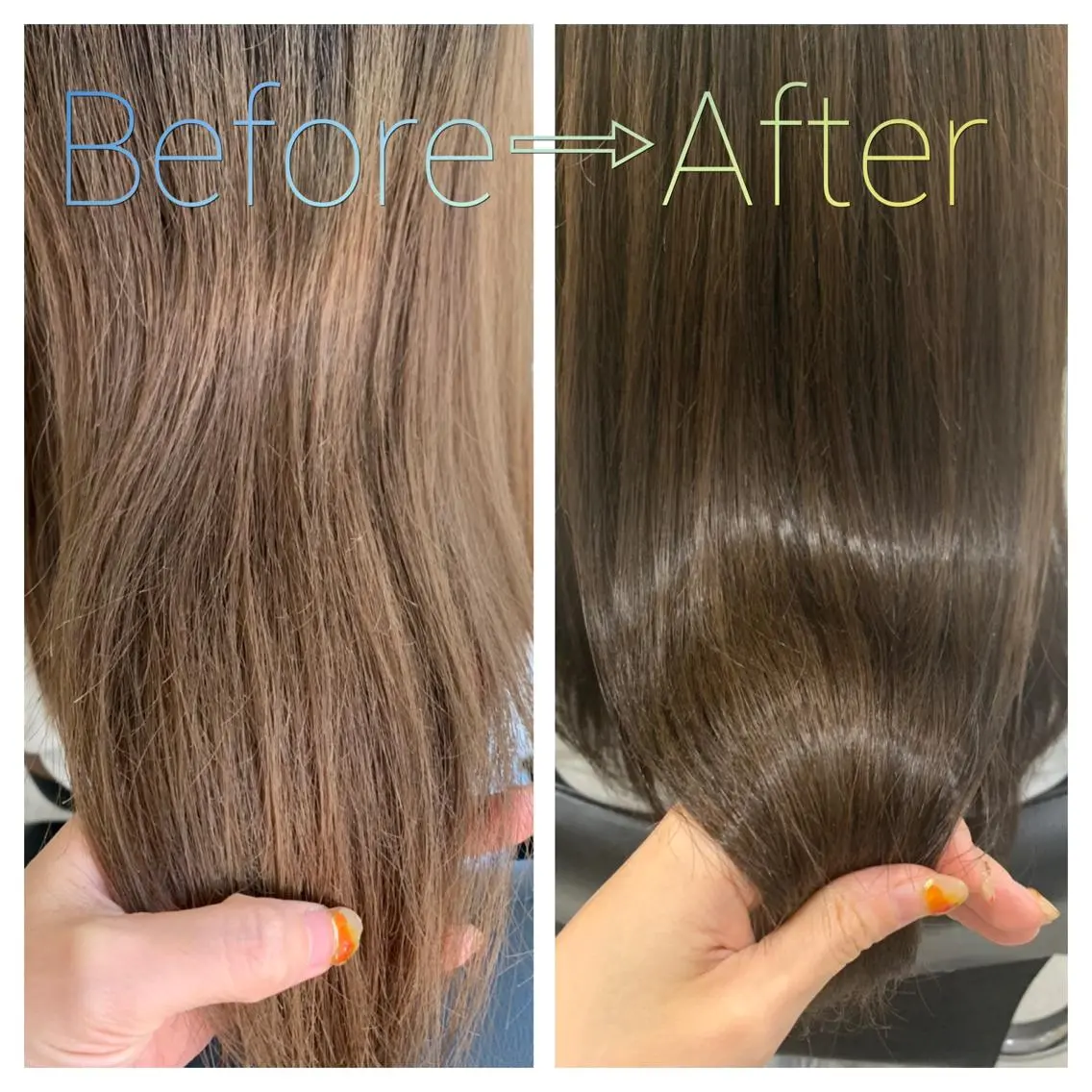 ロング カラー 髪質改善🩵艶髪 ストレート🩵山口のヘアスタイル