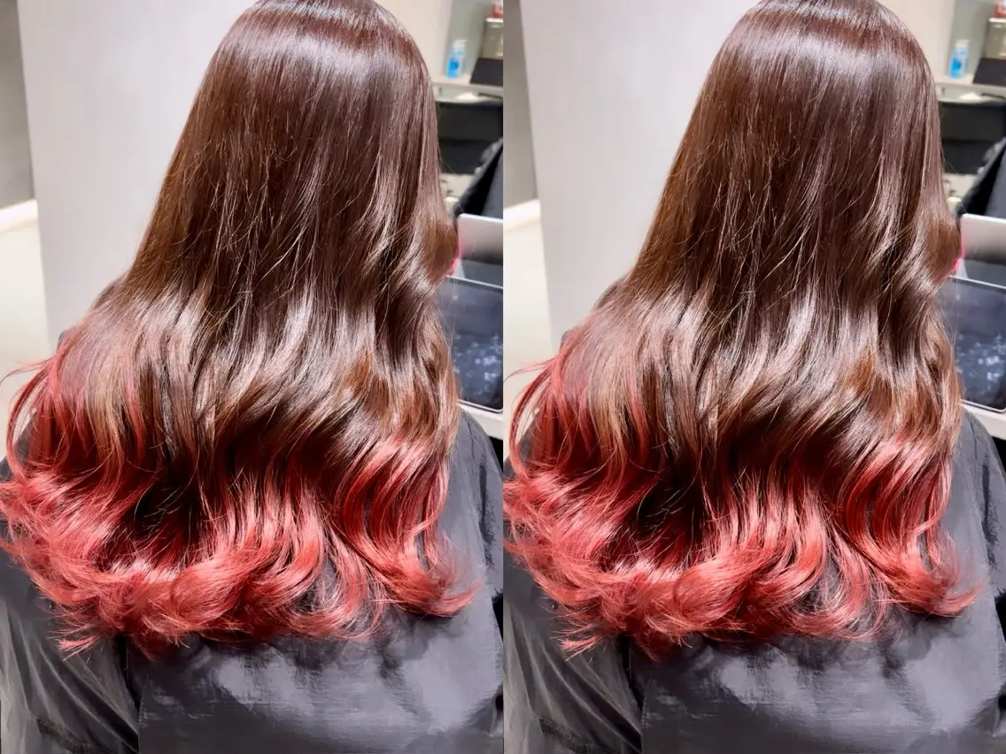 セミロング カラー ブラウンカラー グラデーションカラー ピンクカラー カット ヘアカラー トリートメント 髪質改善/縮毛矯正 レイヤー/松川匠のヘアスタイル
