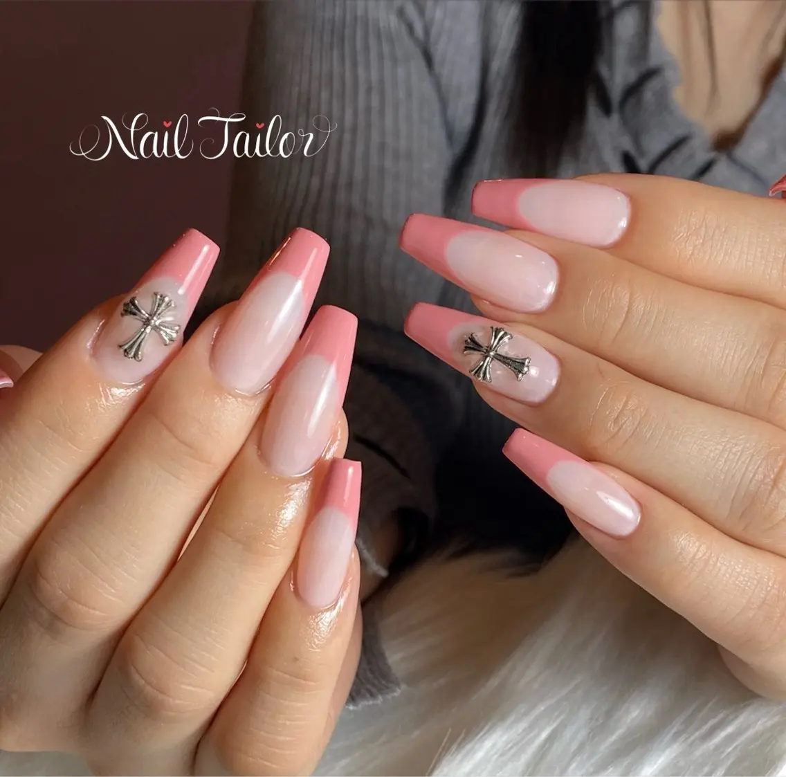 ネイル 長さ出し フレンチネイル ジェルネイル ピンク スカルプネイル ハンドネイル NailTailor ネイルテイラーのネイルデザイン