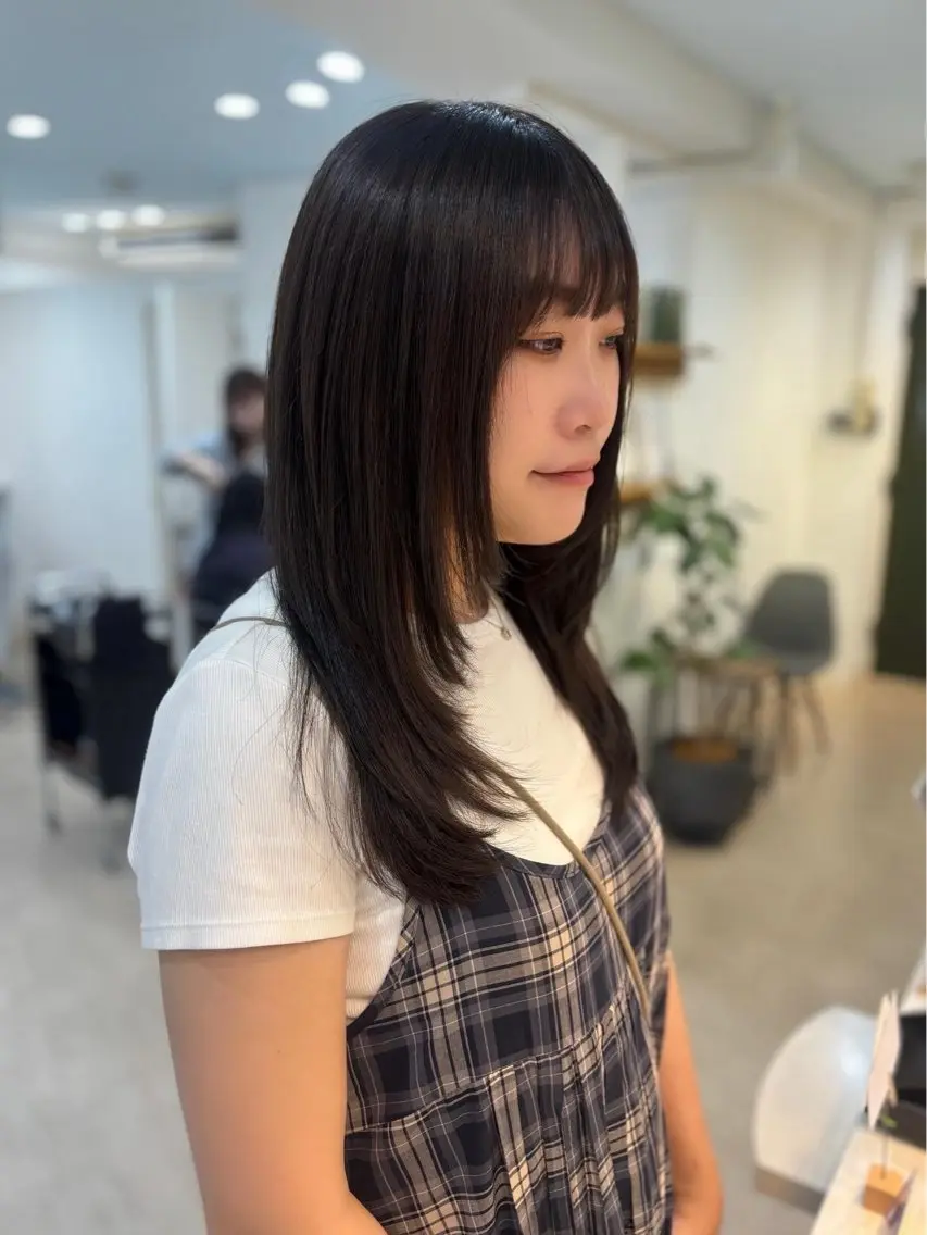 セミロング カラー カット トリートメント 韓国風⭐️くびれヘア 🍀高津かえでのヘアスタイル