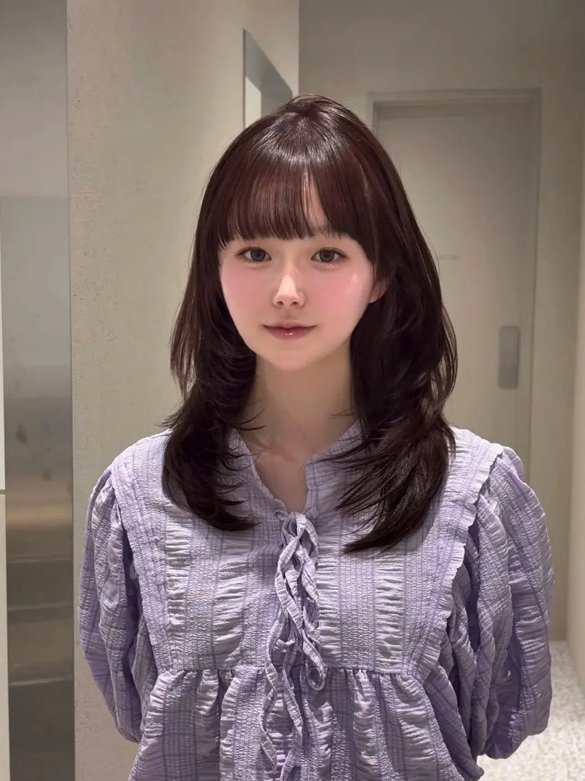 ロング カラー ブリーチ ブラウンカラー ダブルカラー モカブラウン ブリーチなしカラー 🩵福岡ブリーチなし レイヤー/紫音🩵のヘアスタイル