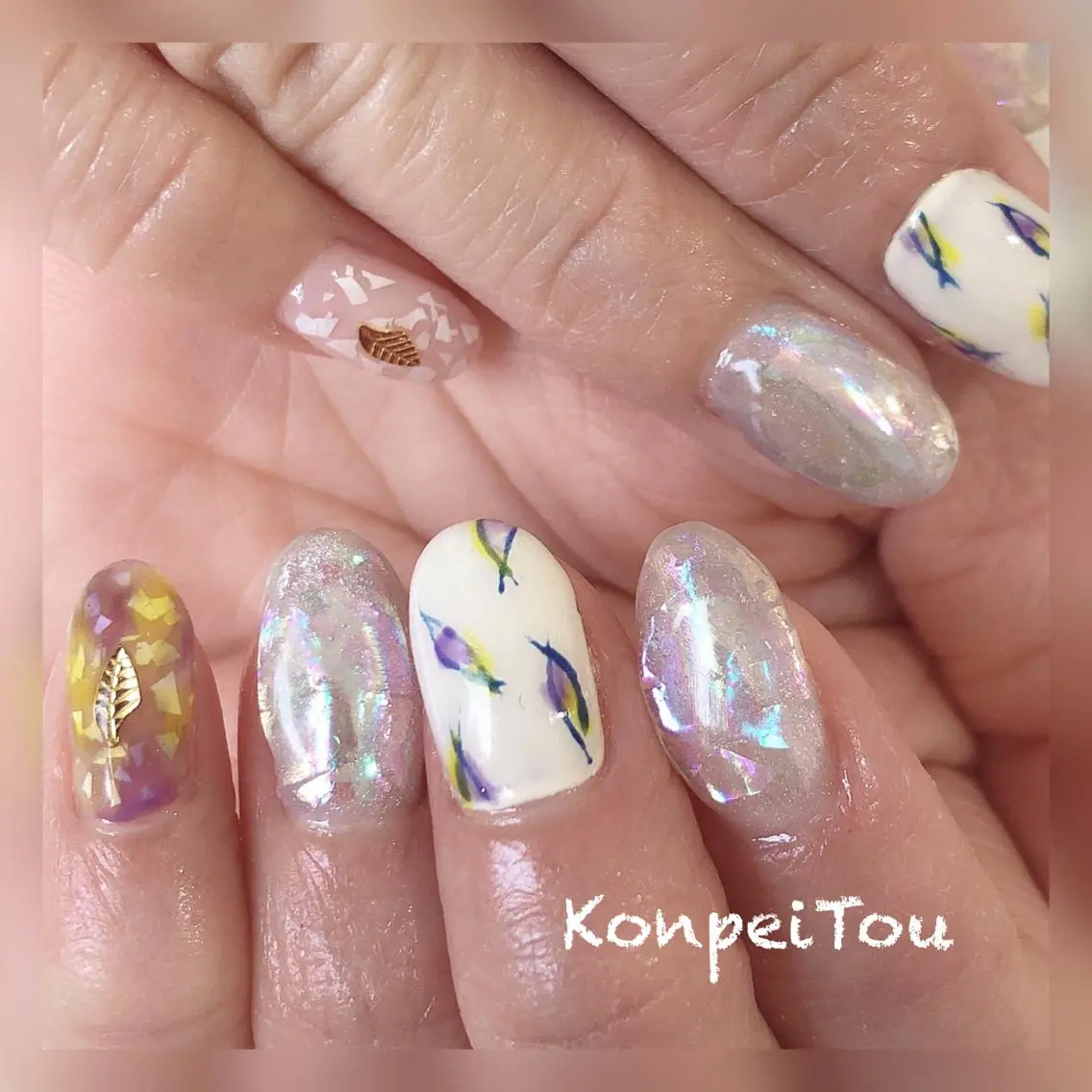 ネイル 氷ネイル・うるうるネイル ハンドネイル おうちのネイルサロン KonpeiTouのネイルデザイン